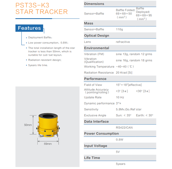 TYspace PST3S-K Star Trackers orbital Verification Successful